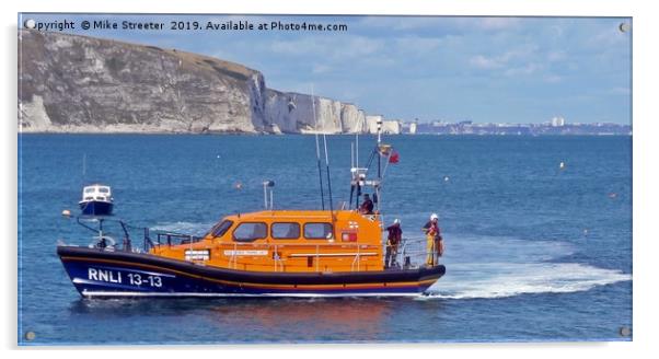Swanage Lifeboat Acrylic by Mike Streeter