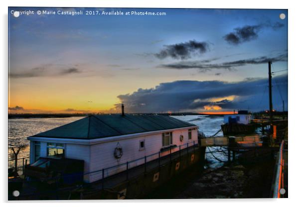  Boat House Sunset Acrylic by Marie Castagnoli