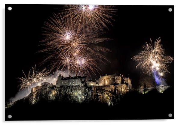  Stirling Castle Hogmanay Fireworks Acrylic by Ian Potter