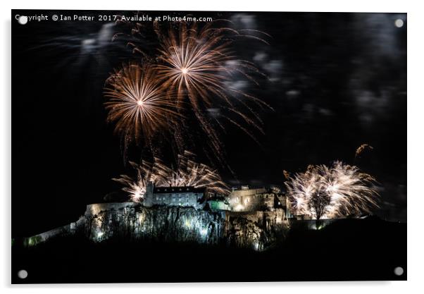 Stirling Castle Firework Hogmanay Acrylic by Ian Potter