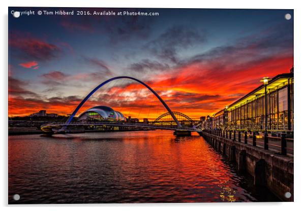sunset view from Quayside, Newcastle Upon Tyne Acrylic by Tom Hibberd