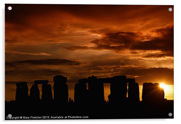 Evening at Stonehenge Acrylic by Mary Fletcher