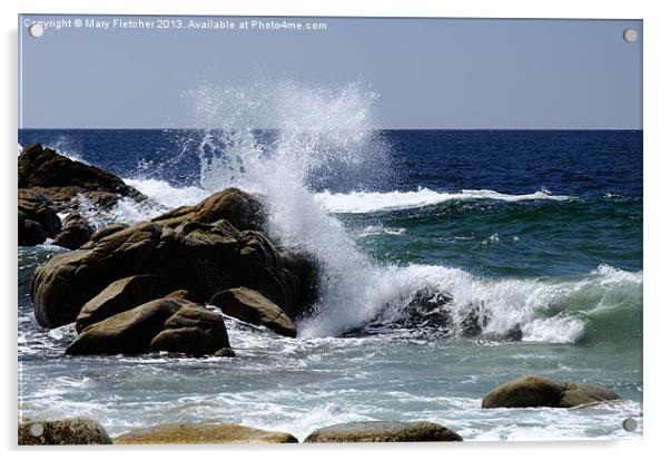 Rough Seas and Rocks Acrylic by Mary Fletcher