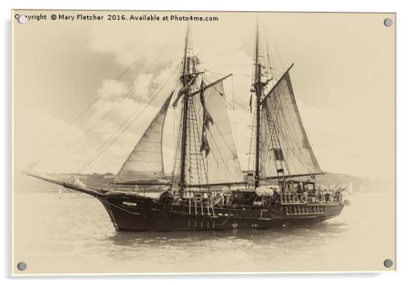 Atlya, Spanish Tall Ship Acrylic by Mary Fletcher