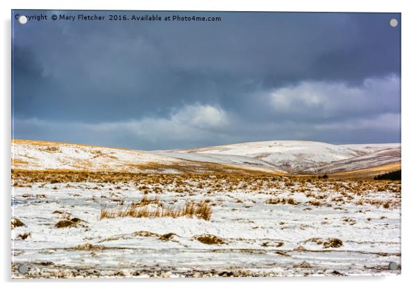 Snow over Dartmoor Acrylic by Mary Fletcher