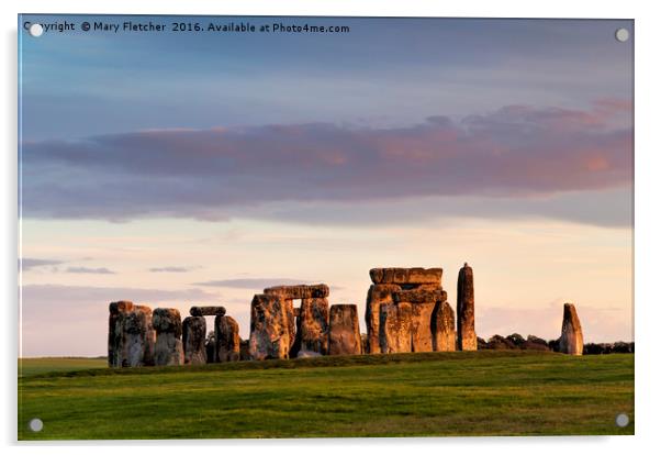 Stonehenge Twighlight Acrylic by Mary Fletcher