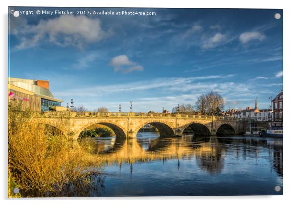 Welsh Bridge, Shrewsbury Acrylic by Mary Fletcher