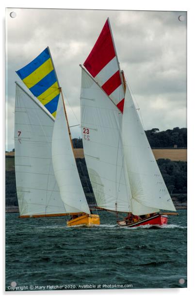 Falmouth Working Boats Acrylic by Mary Fletcher