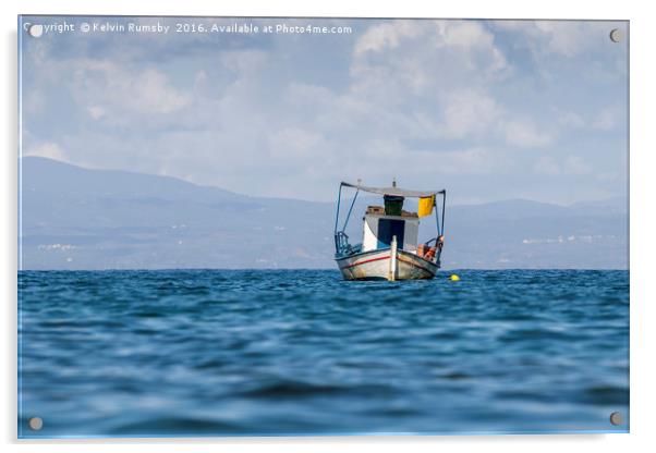 Greek fishing boat Acrylic by Kelvin Rumsby
