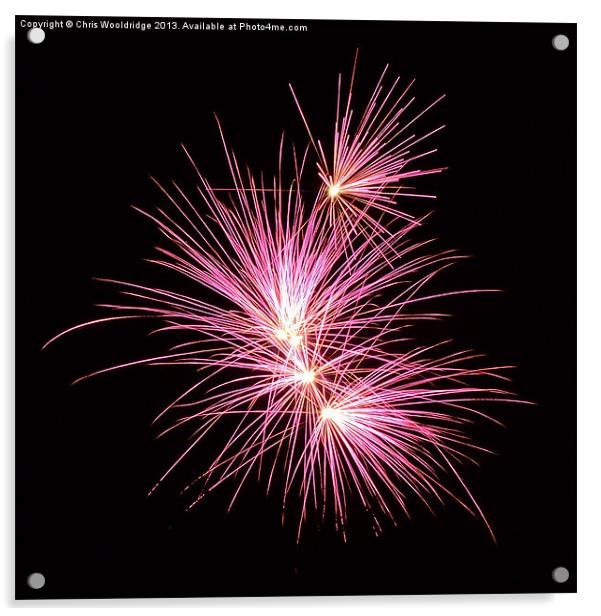Pink Fireworks - Night time Acrylic by Chris Wooldridge