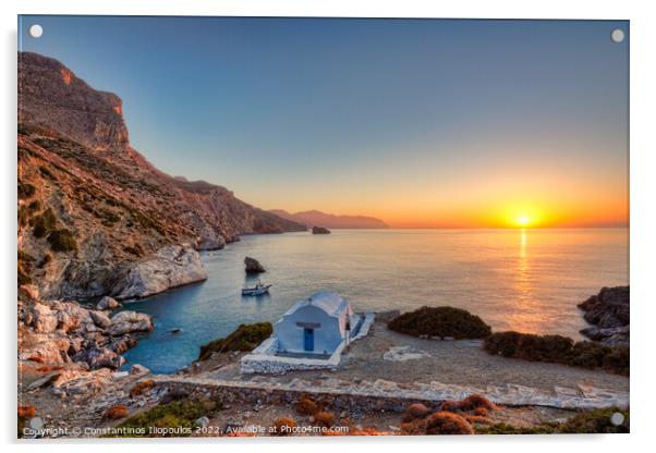 The sunrise from Agia Anna in Amorgos, Greece Acrylic by Constantinos Iliopoulos