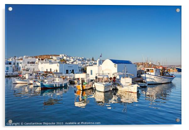 The port of Naousa in Paros, Greece Acrylic by Constantinos Iliopoulos