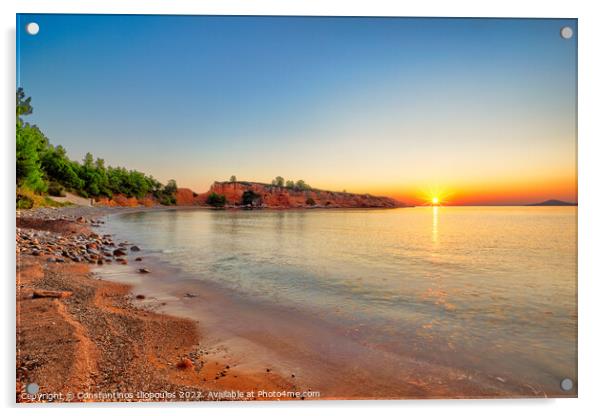 The sunrise at the beach Kokkinokastro of Alonissos, Greece Acrylic by Constantinos Iliopoulos