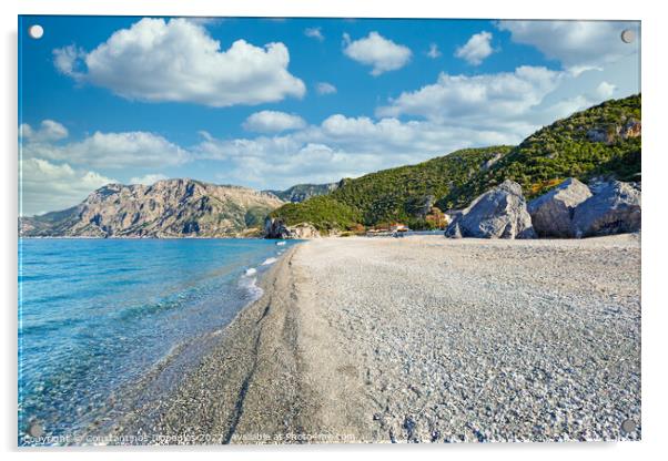 The beach Chiliadou in Evia island, Greece Acrylic by Constantinos Iliopoulos