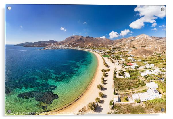 The beach Avlomonas at the port Livadi of Serifos island, Greece Acrylic by Constantinos Iliopoulos