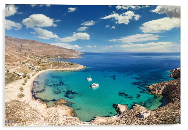 The beach Psili Ammos of Serifos island, Greece Acrylic by Constantinos Iliopoulos