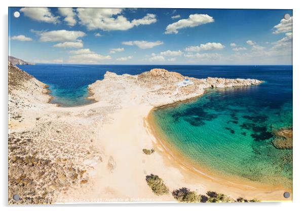 The beach Agios Sostis of Serifos island in Cyclades, Greece Acrylic by Constantinos Iliopoulos