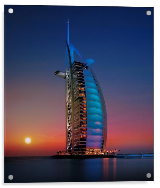 Burj at Sunset Acrylic by Peter Cope