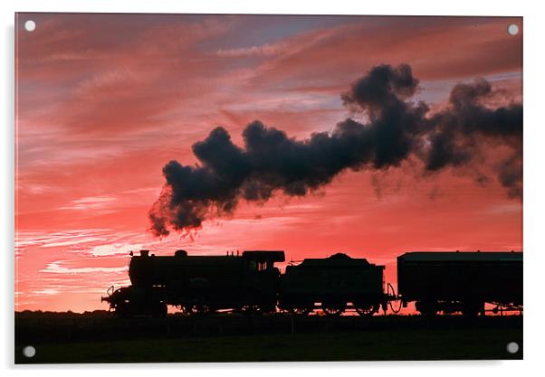 Steam Sunset Silhouette Acrylic by Ian Duffield