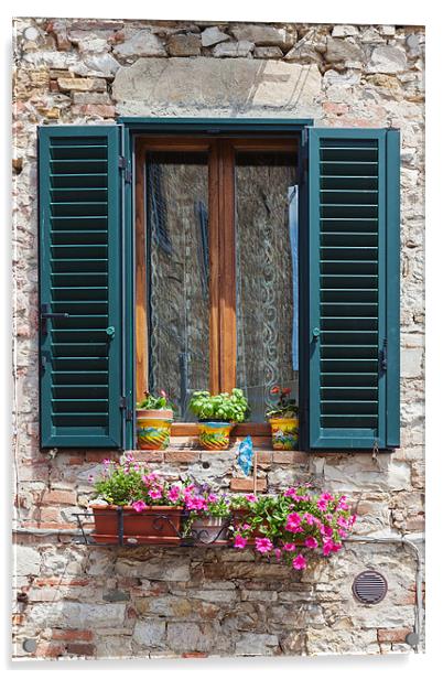 Window with shutters, Castellina. Acrylic by Ian Duffield