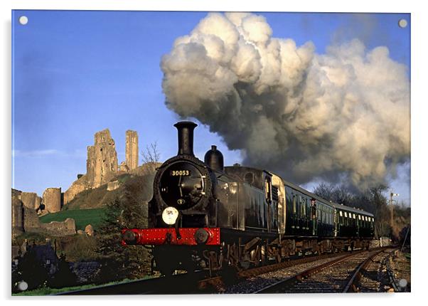 Purbeck local steam train. Acrylic by Ian Duffield