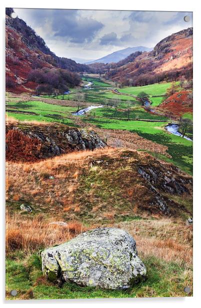 Lakeland view down the valley from Watendlath Acrylic by Ian Duffield