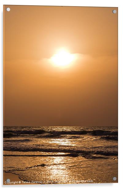 sunset beach Acrylic by Telmo Zaldivar Jr