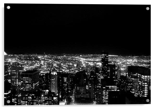 New York City by night Acrylic by Ted Miller