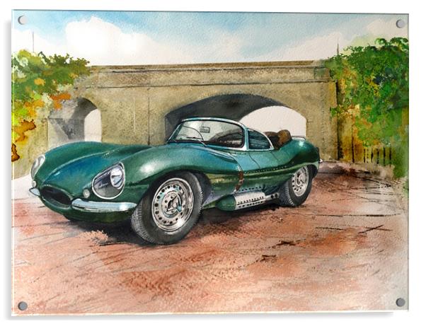 Jaguar XKSS Acrylic by John Lowerson
