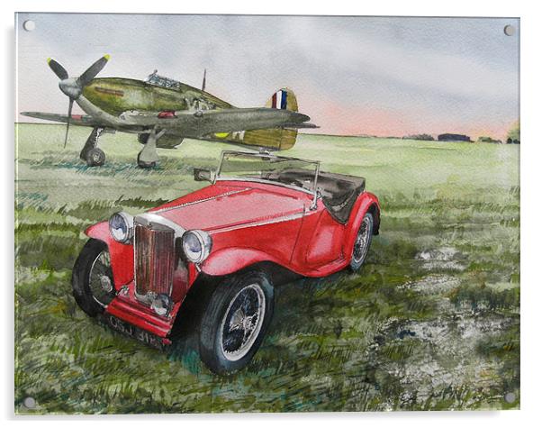  MG and Hawker Hurricane Acrylic by John Lowerson