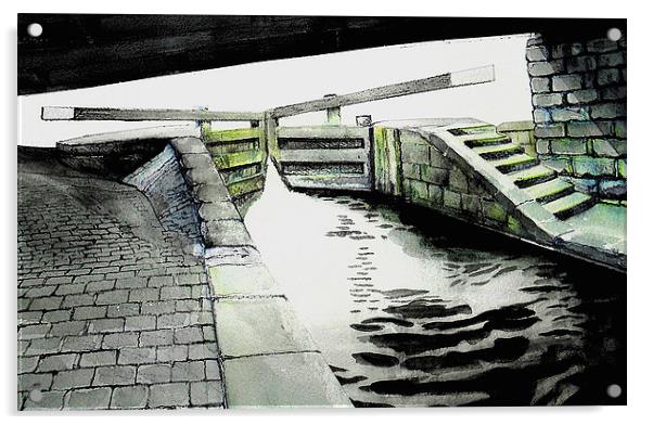 A Pencil Drawing of the  Beeston Cut Acrylic by John Lowerson