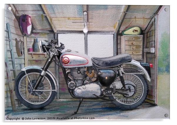 An old bike in a shed Acrylic by John Lowerson