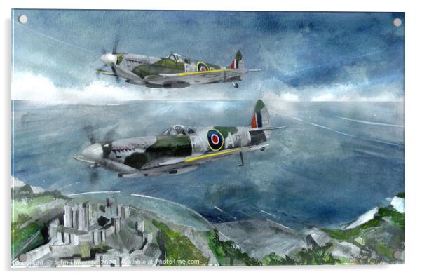 Painted Spitfires on Canvas Acrylic by John Lowerson