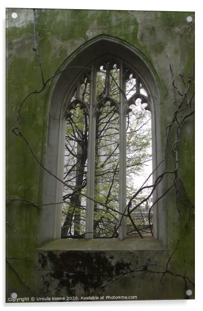 Remains of window at St Dunstan's  Acrylic by Ursula Keene