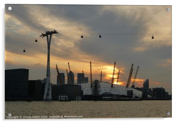 Sun setting over O2 & Cable Cars seen from deck of TS Wylde Swan Acrylic by Ursula Keene