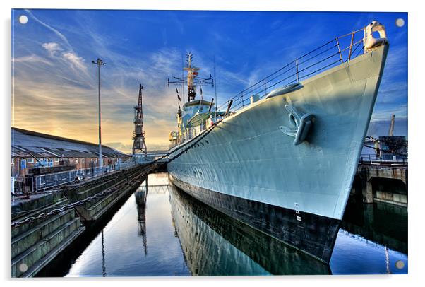 HMS CAVALIER CHATHAM DOCKYARD Acrylic by Robert  Radford