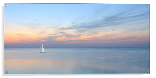 Reculver Sunset Yacht Acrylic by Robert  Radford