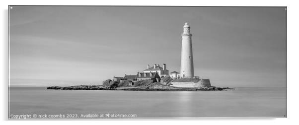 St Mary LightHouse BW Acrylic by nick coombs