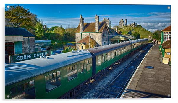 Corfe Castle Railway Station Acrylic by Terry Luckings
