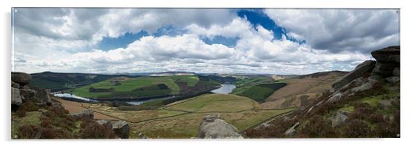 LADYBOWER PANORAMA Acrylic by Terry Luckings