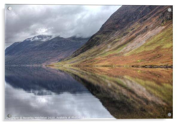 Crummock water reflection Acrylic by Beverley Middleton