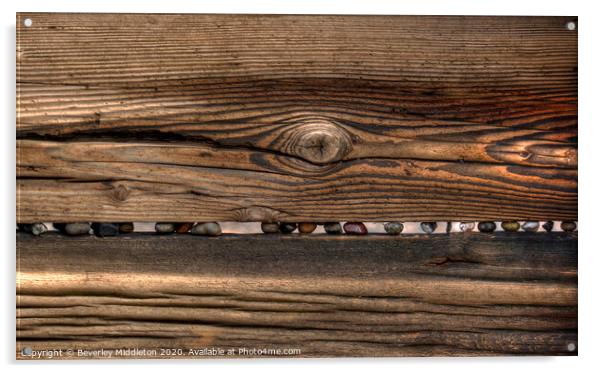 Seaside wood and pebbles a study at Spurn Point Acrylic by Beverley Middleton