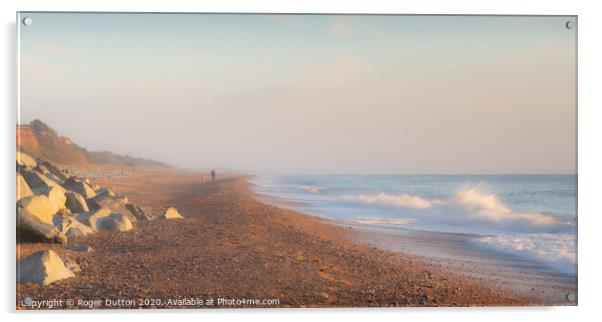Serene Morning at California Beach, Norfolk Acrylic by Roger Dutton
