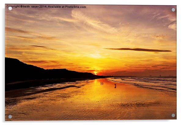Saltburn Beach Sunset Acrylic by keith sayer
