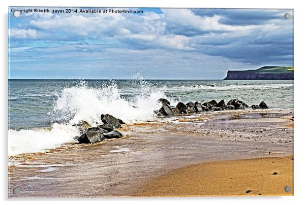 Breaking Waves on Marske Beach Acrylic by keith sayer