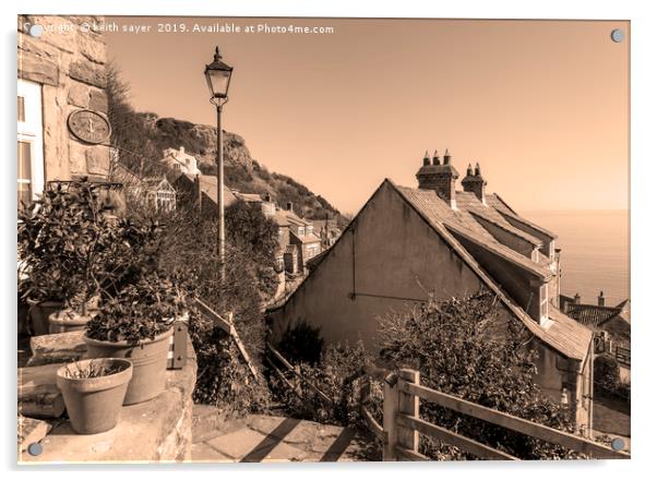Runswick Bay Cottages (toned Image) Acrylic by keith sayer