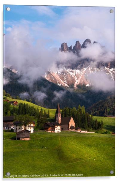 Santa Maddalena - Valley Val di Funes - Dolomites - Italy 8 Acrylic by Jenny Rainbow
