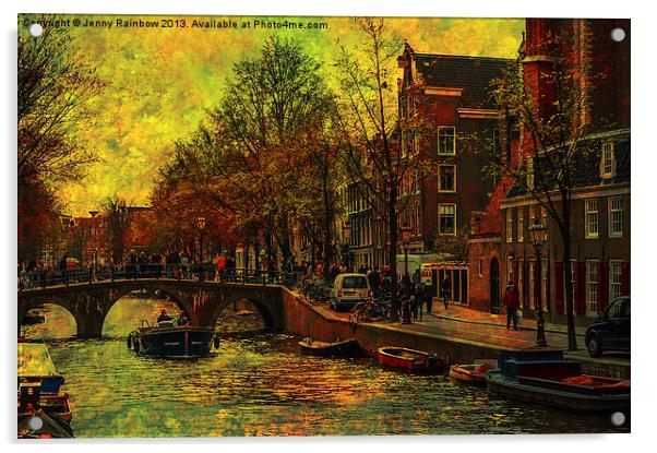 I AMsterdam. Vintage Amsterdam in Golden Light Acrylic by Jenny Rainbow