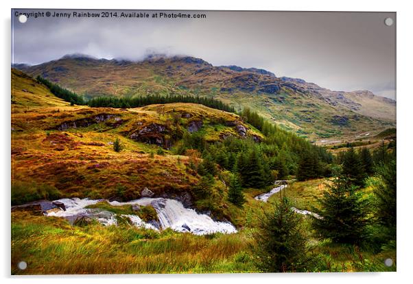 Moody Scenery. Rest and Be Thankful. Scotland Acrylic by Jenny Rainbow