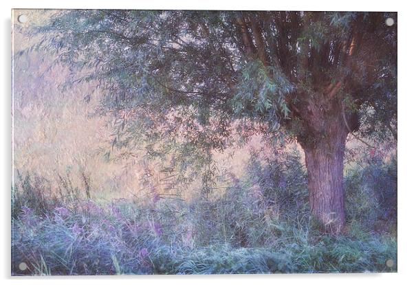  Blue Willow. Monet Style  Acrylic by Jenny Rainbow